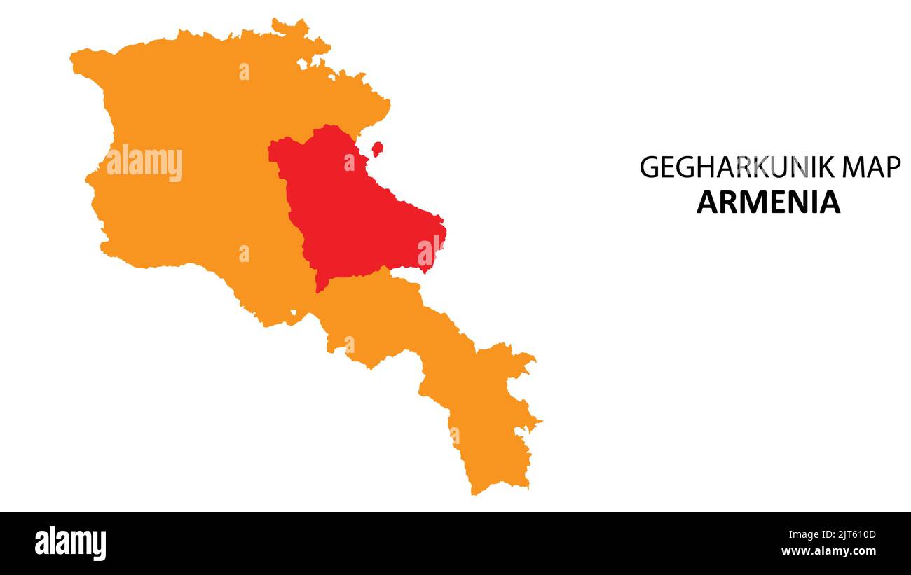 Mapa del Estado y las regiones de Gegharkunik destacado en el mapa de Armenia. Ilustración del Vector