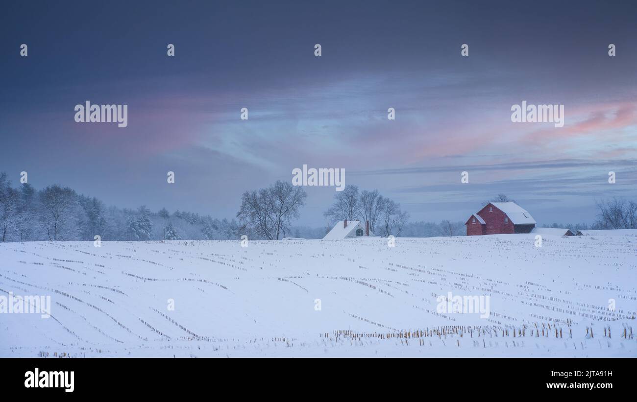 El paisaje invernal en Epping, New Hampshire, Estados Unidos. Foto de stock