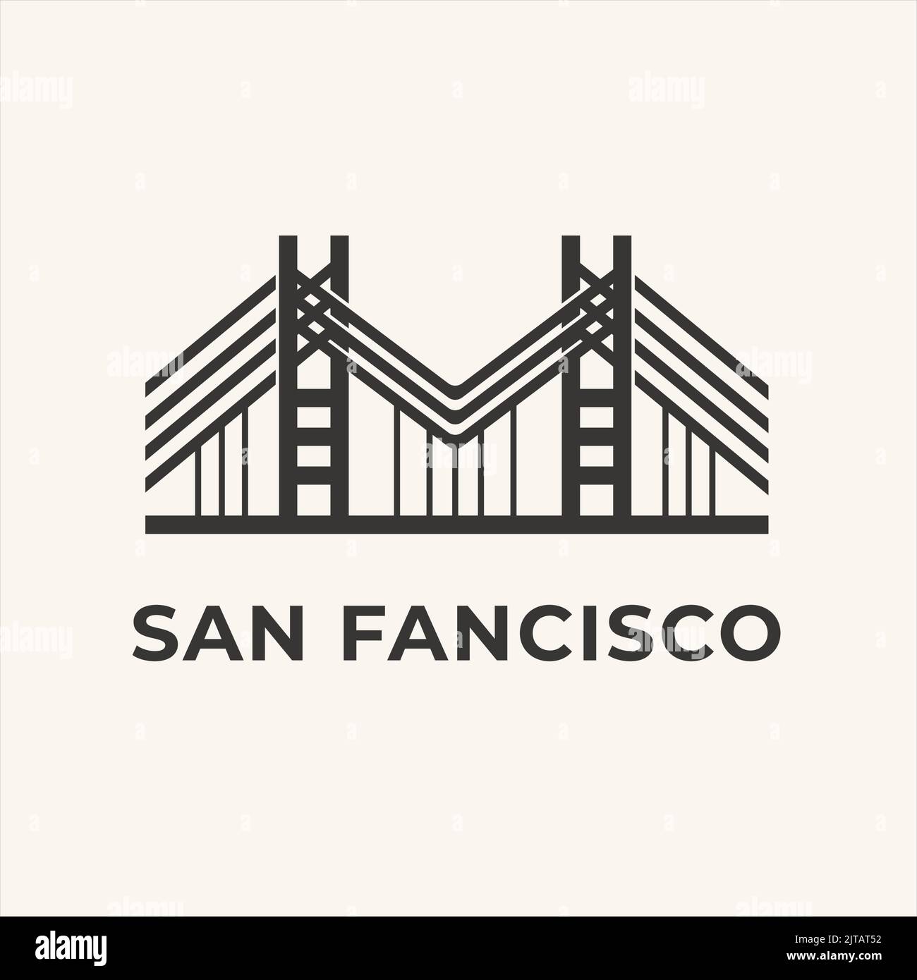 Diseño vectorial Ilustración de San Francisco puente puerta famoso edificio arquitectura puente logo design.symbol,icon Ilustración del Vector