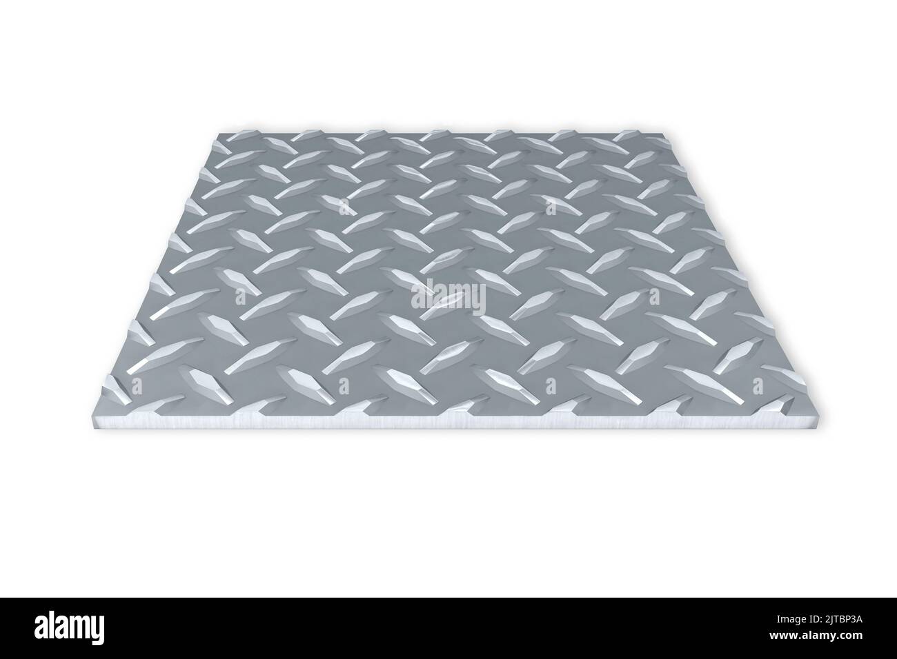 Chapa de acero para pisos de diamante aislada sobre fondo blanco - renderizado 3D Foto de stock
