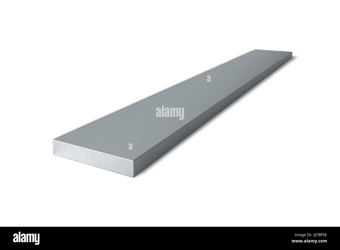 Barra plana de acero aislada sobre fondo blanco - ilustración de 3D Foto de stock