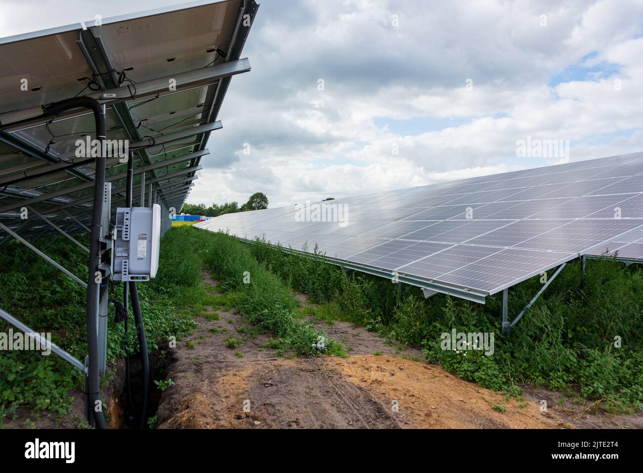 Erdkabelverlegung einer Fotovoltaikanlage en Schlöeswig-Holstein Foto de stock