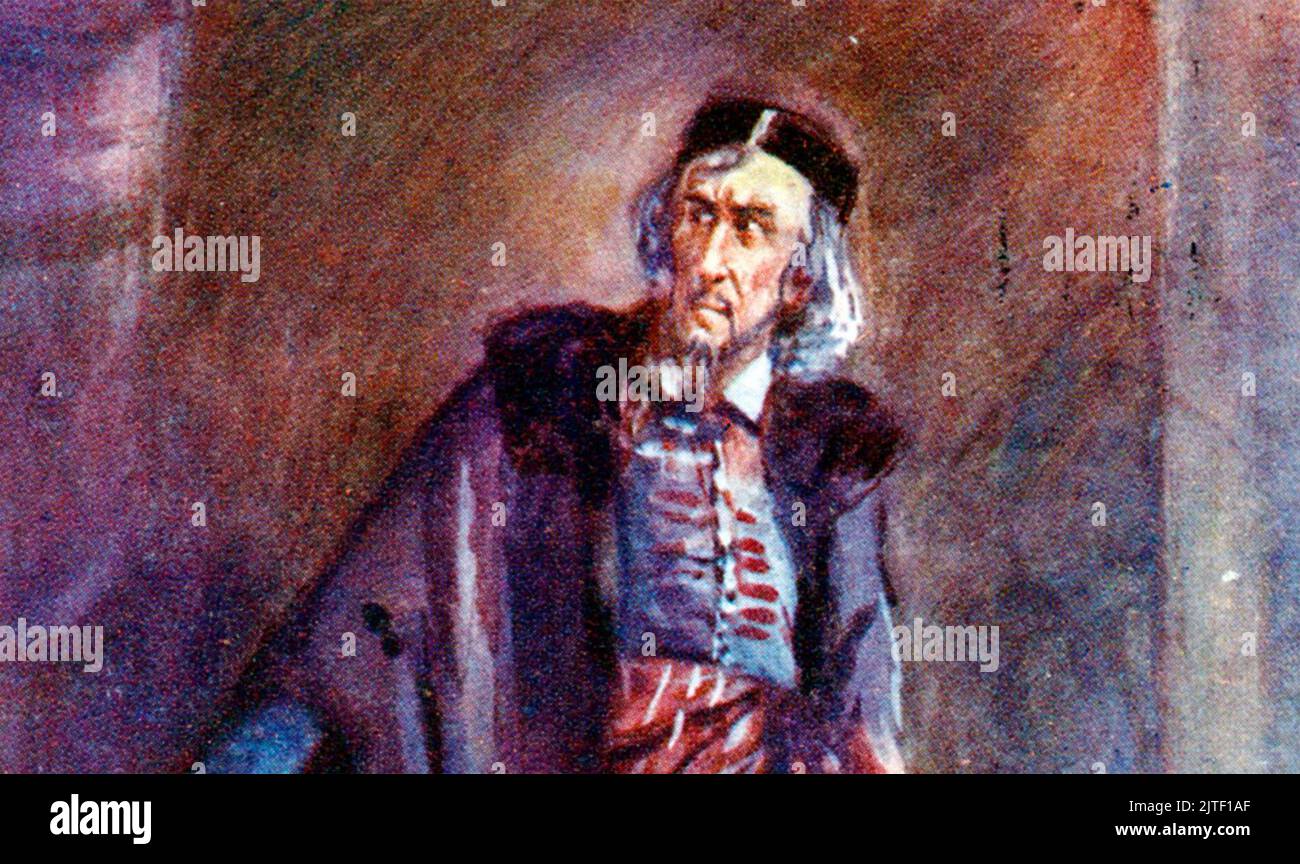 HENRY IRVING (1838-1905) actor inglés en el papel de Shylock Foto de stock