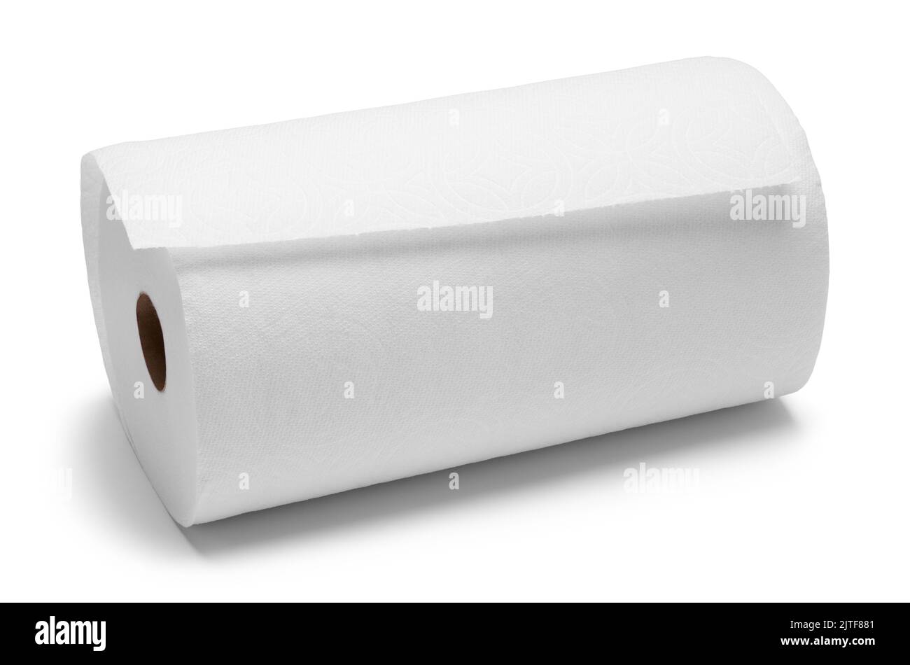 Rollo de toallas de papel con punta recortada. Foto de stock