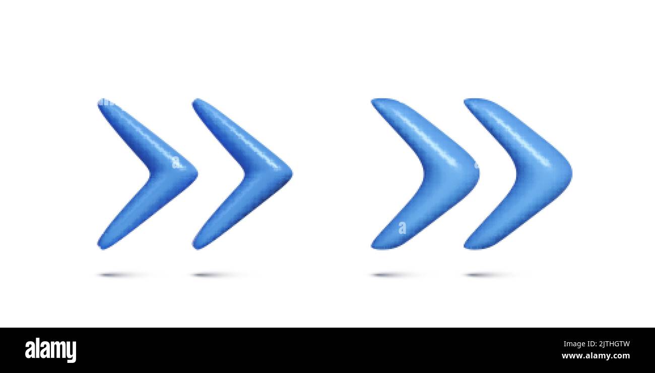 Botón de navegación doble de 3D flechas. Icono de flecha para la interfaz de la aplicación o del ordenador. Ilustración vectorial Ilustración del Vector