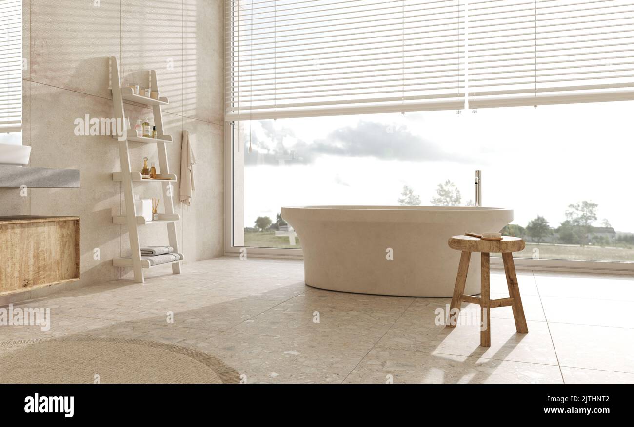 Dispensador marrón ecológico con gel de ducha, jabón líquido o champú en un  taburete de madera en el baño Fotografía de stock - Alamy