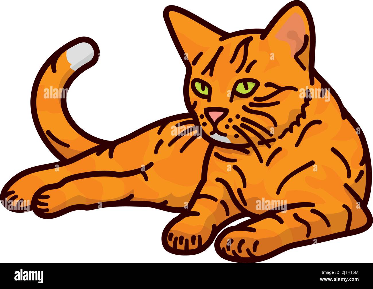 Ilustración vectorial aislada de gato de color naranja para el Día de Apreciación del Ginger Cat el 1st de septiembre. Estilo de dibujo animado de contorno relleno. Ilustración del Vector