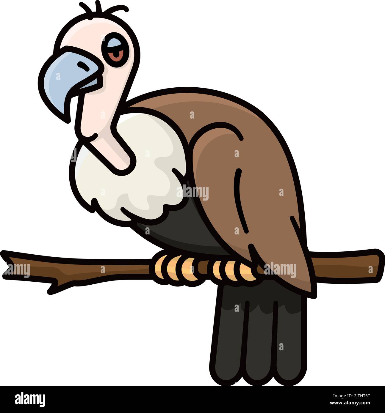 Buitre de caricatura sentado en la rama ilustración de vector aislado para el Día de Conciencia de la Vulture el 3 de septiembre Ilustración del Vector