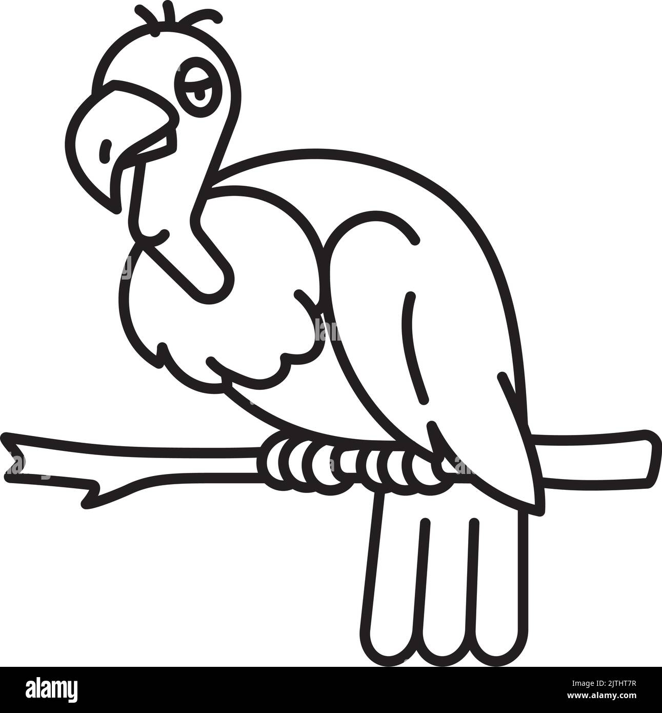 Buitre de dibujos animados sentado en la rama como icono ilustración de vector para el Día de Conciencia de la Vulture el 3 de septiembre Ilustración del Vector