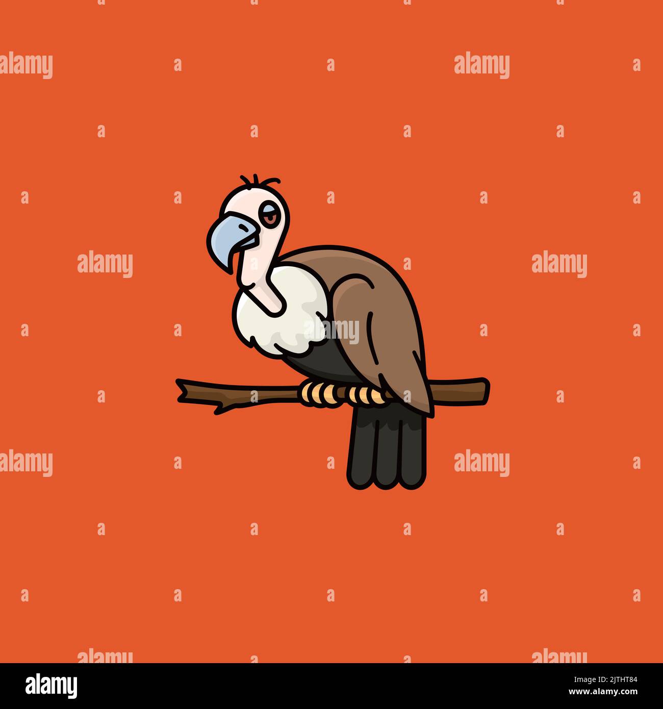 Buitre de caricatura sentado en la ilustración de vector de rama para el Día de Conciencia de la Vulture el 3 de septiembre Ilustración del Vector