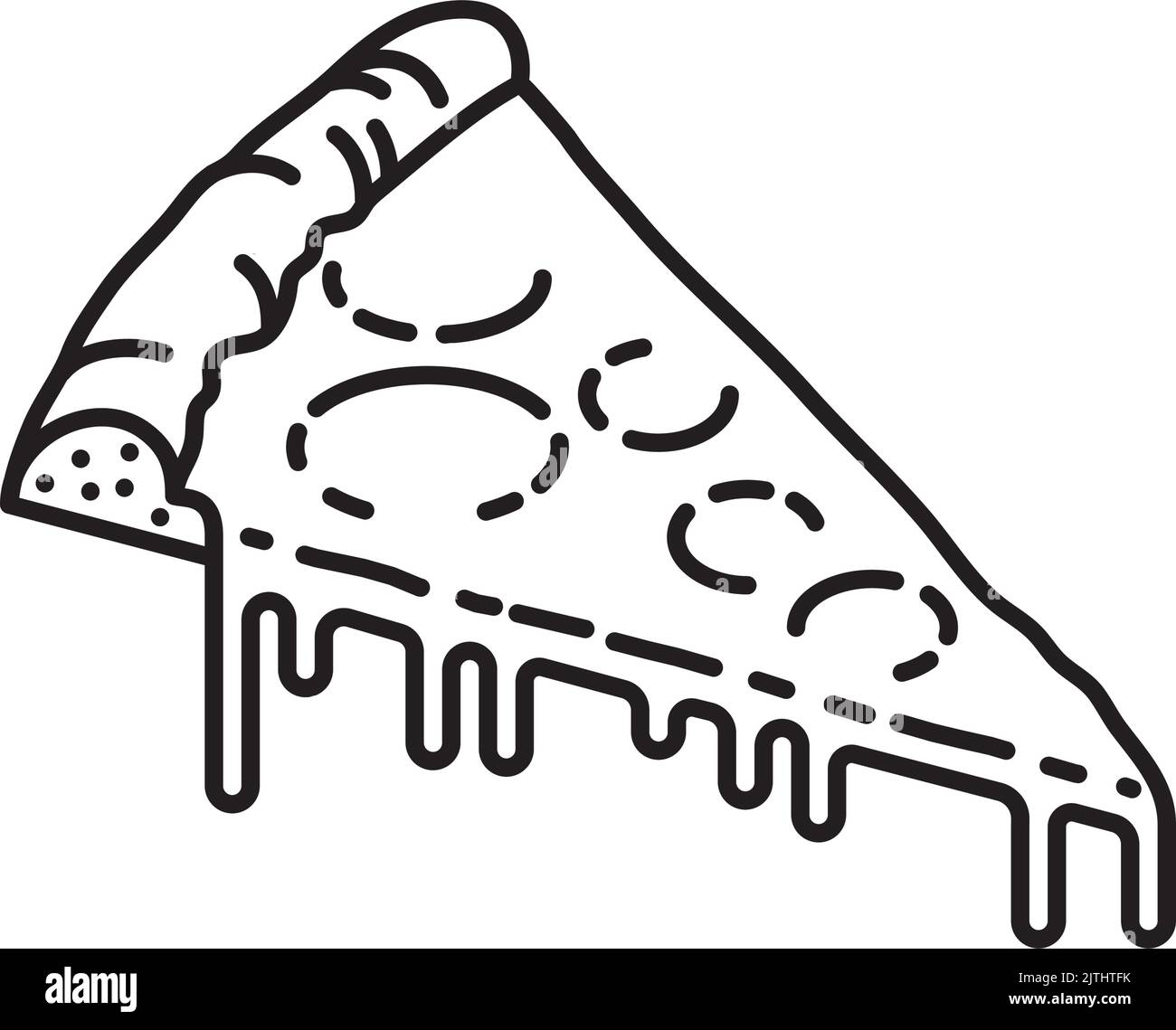Ilustración de vector del icono de la línea de la porción de la pizza para el día de la pizza del queso el 5 de septiembre Ilustración del Vector