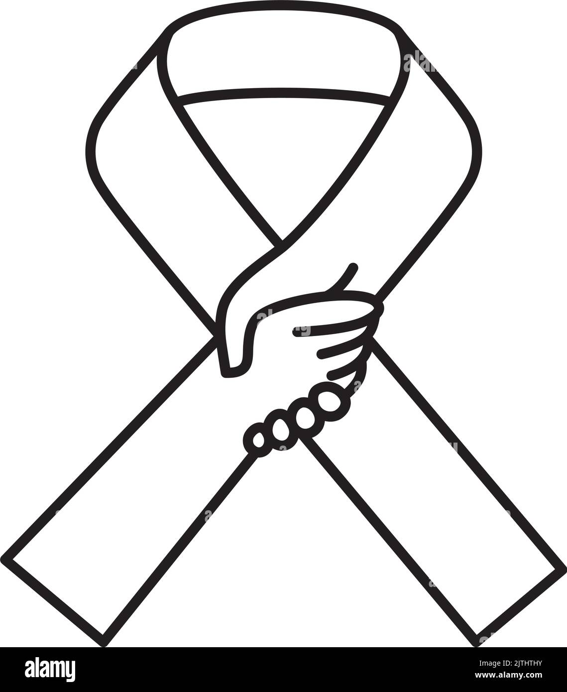 Cinta de concienciación con el icono de la línea de vectores de la mano para el Día de Prevención del Suicidio el 10 de septiembre. Ilustración del Vector