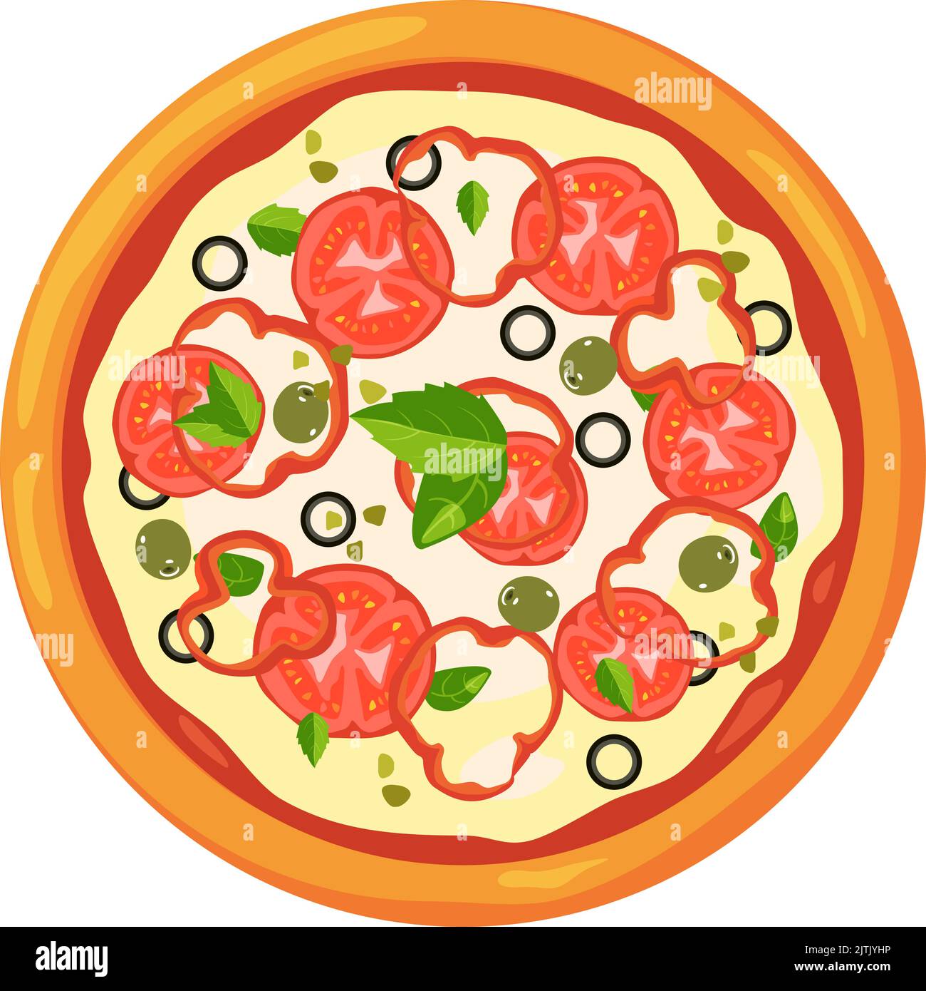 Icono de Margherita. Ilustración del menú de pizza. Comida italiana Ilustración del Vector