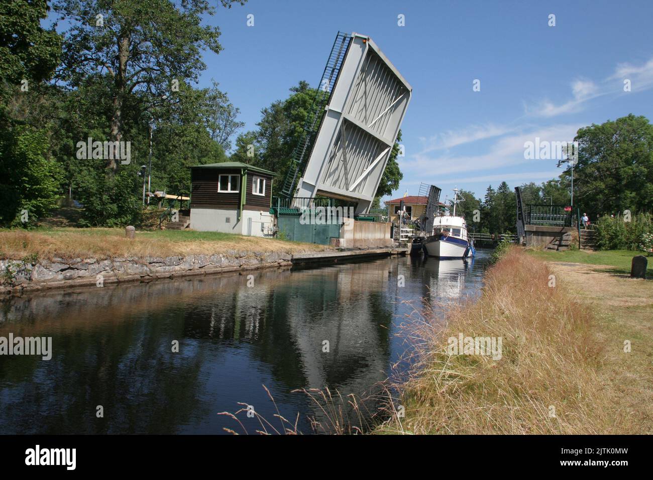 Östergötland Göta Canal Un canal excavado por soldados de la regentación sueca a través de Suecia central. El trabajo fue dirigido por Baltzar von Platen y el ingeniero inglés Thomas Telford Foto de stock