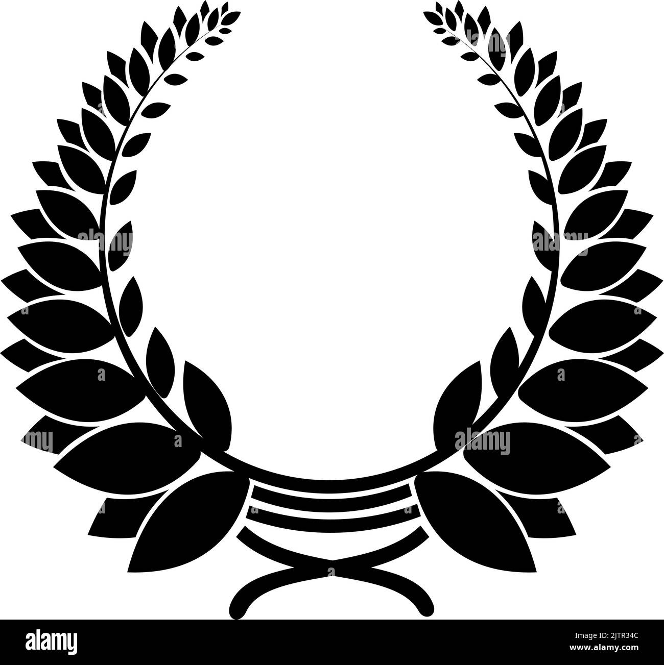 Laurel de corona o rama de premio, icono heráldico y emblema de hoja de