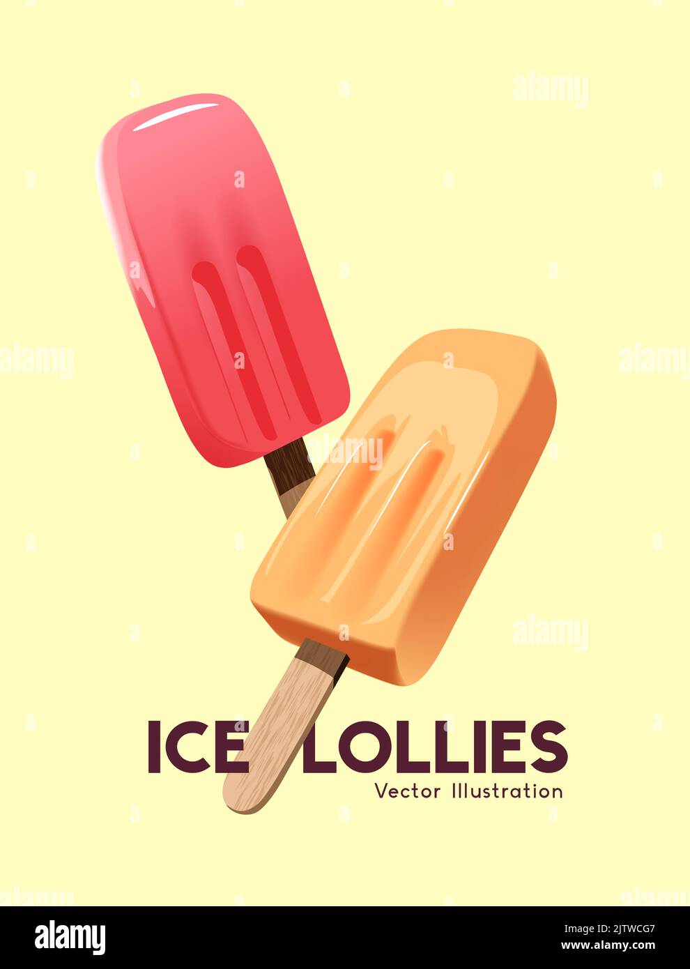 Refrescante helado de fruta helado de verano de regalo, realista ilustración de vectores Ilustración del Vector