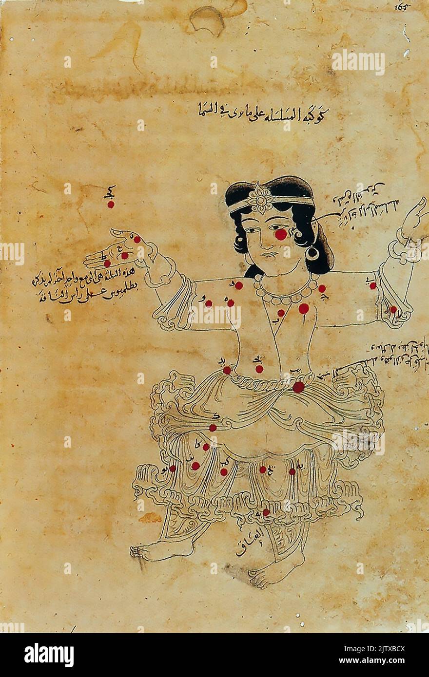 La constelación de Andrómeda del Tratado de las estrellas fijas de al-Sûfi. Foto de stock