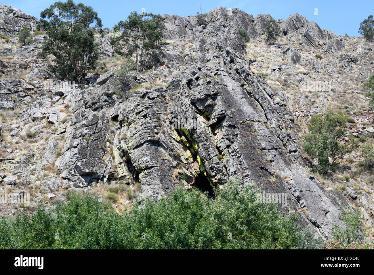 Rocas cuarcita en Penha García, Idanha-a-Nova, Portugal. Foto de stock