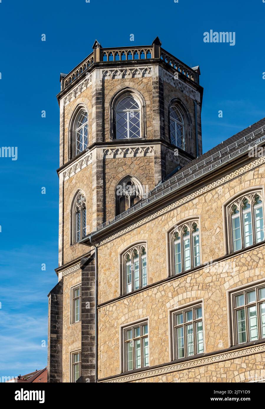 Torre del Gymnasium Augustum, Klosterplatz, Görlitz (Goerlitz), Alemania Foto de stock