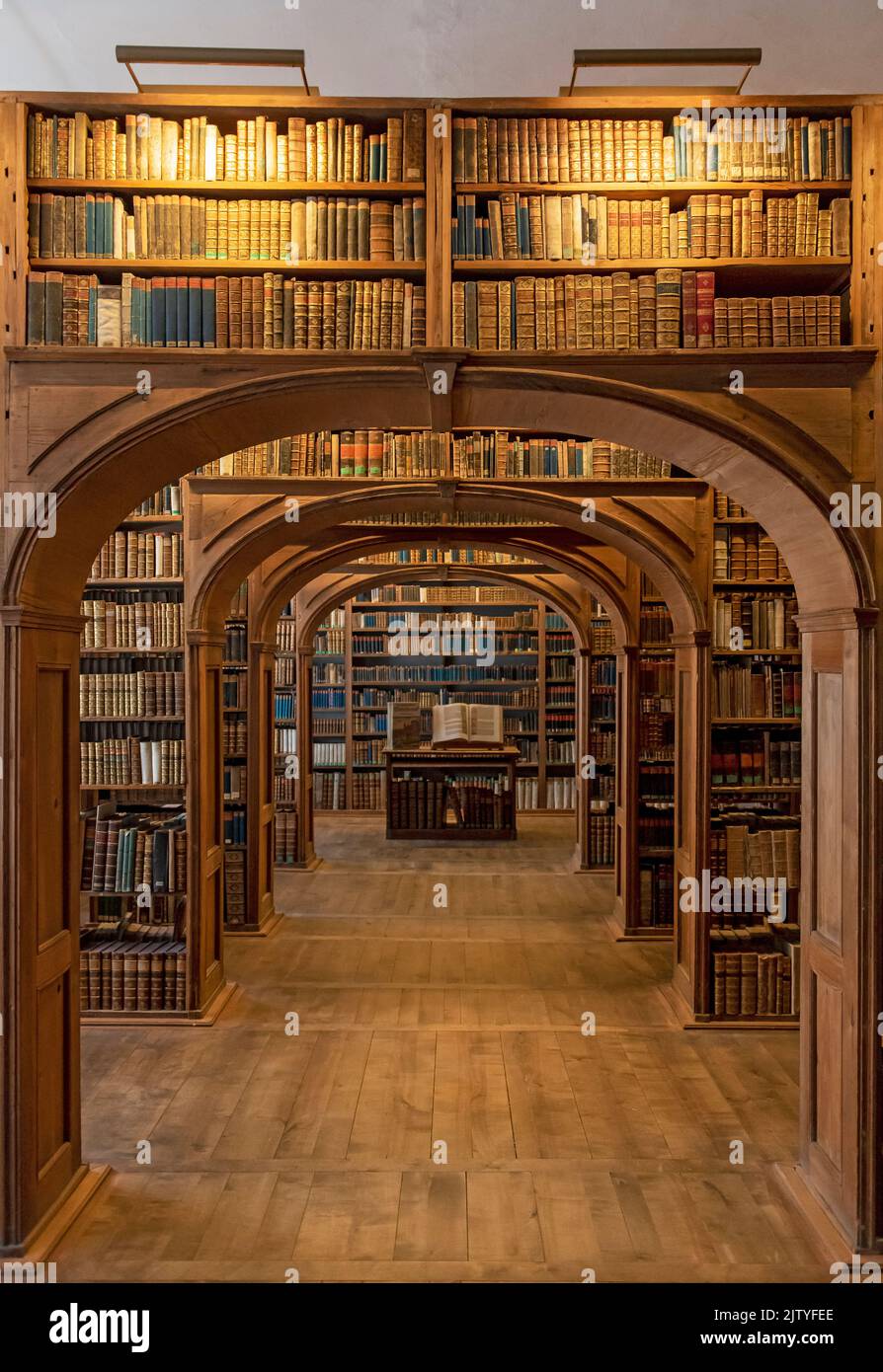 Histórico Library Hall, Biblioteca de Ciencias de la Alta Lusacia, Barockhaus, Görlitz (Goerlitz), Alemania Foto de stock