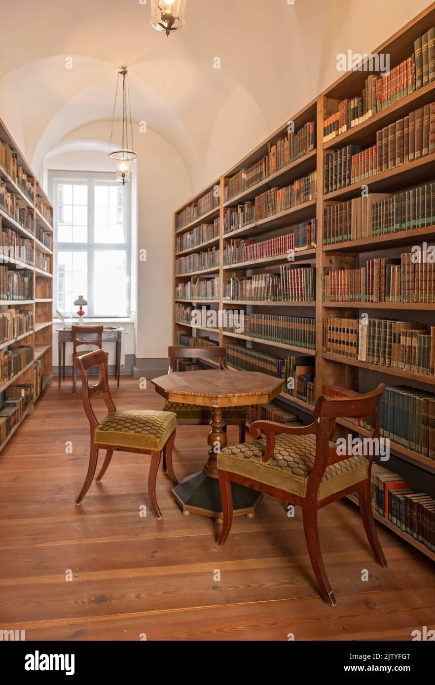 Sala bibliotecaria, Biblioteca de Ciencias de la Alta Lusacia, Barockhaus, Görlitz (Goerlitz), Alemania Foto de stock