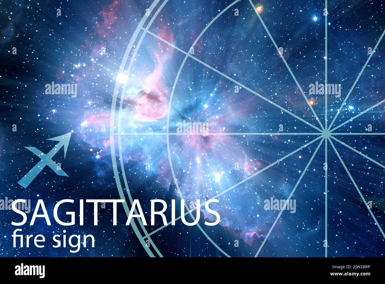 Símbolo de la astrología del signo zodiaco de Sagitario Foto de stock