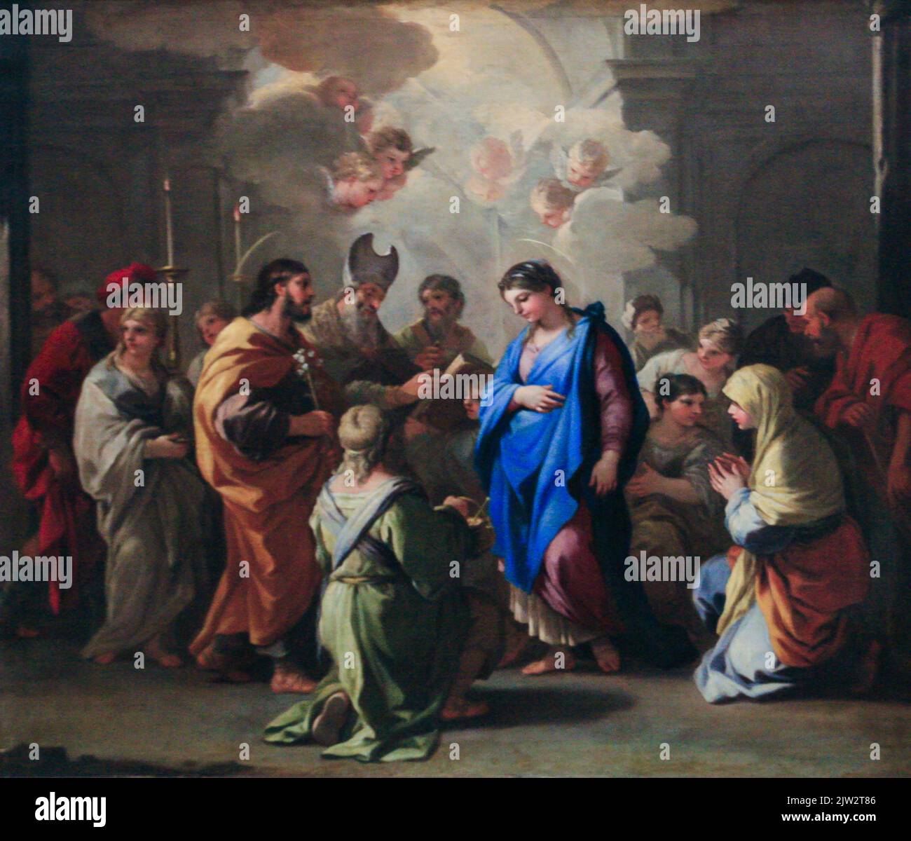 MATRIMONIO DE LA VIRGEN - Pintura al óleo por Luca Giordano, pintor barroco italiano, Museo del Louvre, París, Francia - 2019 DE AGOSTO Foto de stock