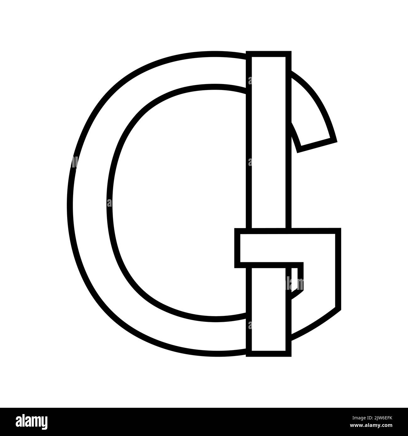 Logotipo signo gi ig icono nft letras entrelazadas g i Ilustración del Vector
