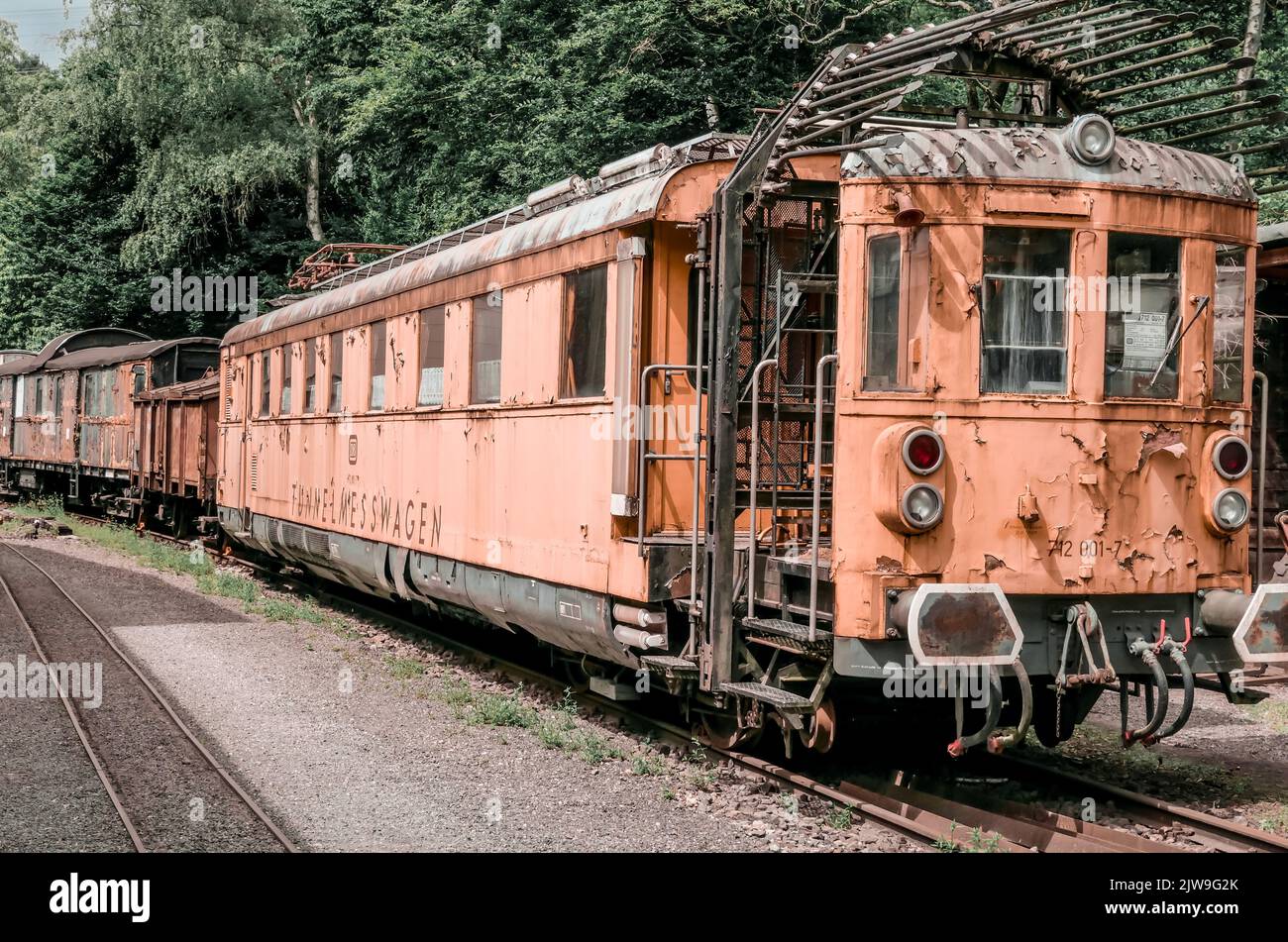 Detalle exterior del Museo Ferroviario de Bochum Historia ferroviaria alemana Foto de stock