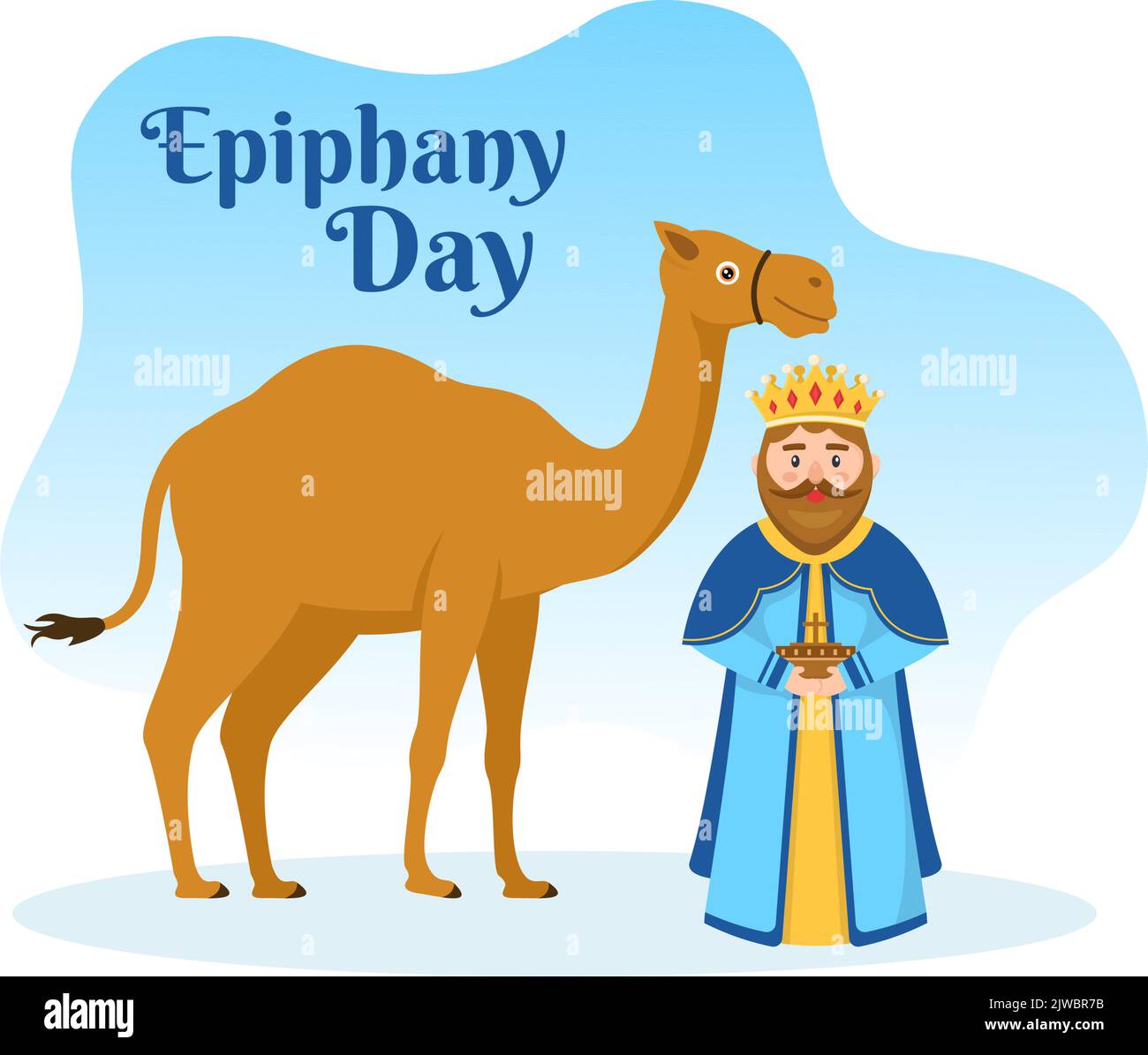 Happy Epiphany Day Template Dibujado a mano Cartoon Flat Illustration Festival Cristiano a la fe en la divinidad de Jesús desde su venida al mundo Ilustración del Vector