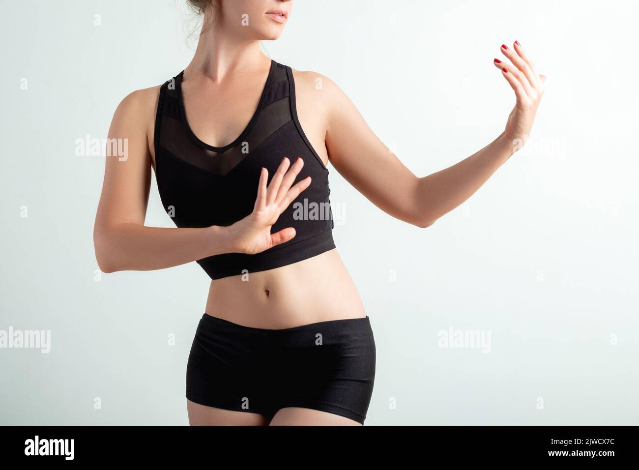 terapia de baile coreografía relajante mujer flexible Foto de stock