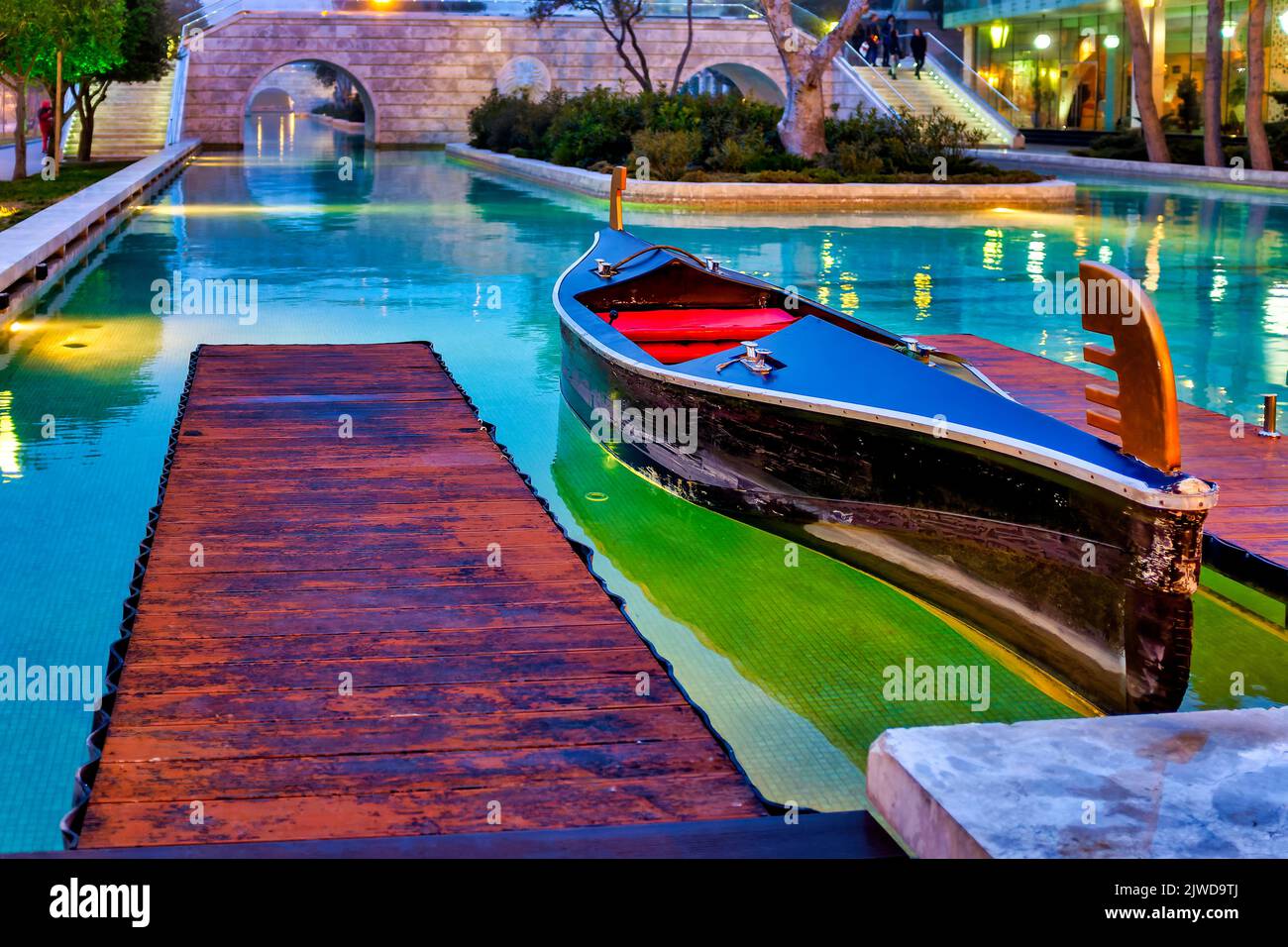 Góndola en Little Venice en el bulevar, Bakú, Azerbaiyán Foto de stock