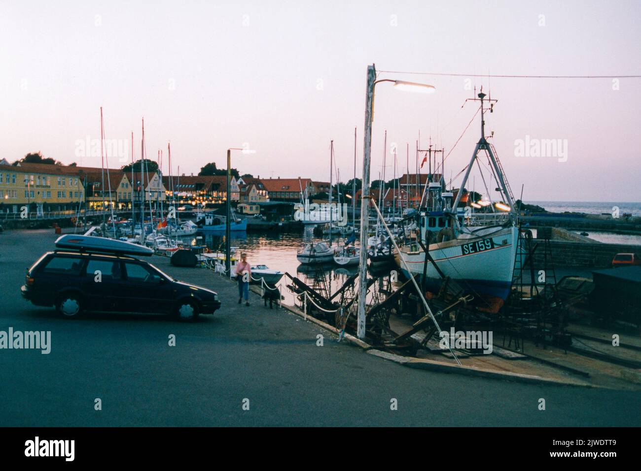 SVANEKE Danmark el puerto al atardecer Foto de stock