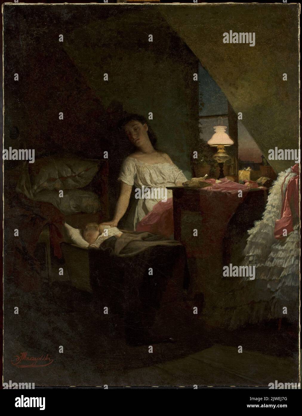 Escena del género – Premonición de la noche. Maszyński, Julián (1847-1901), pintor Foto de stock