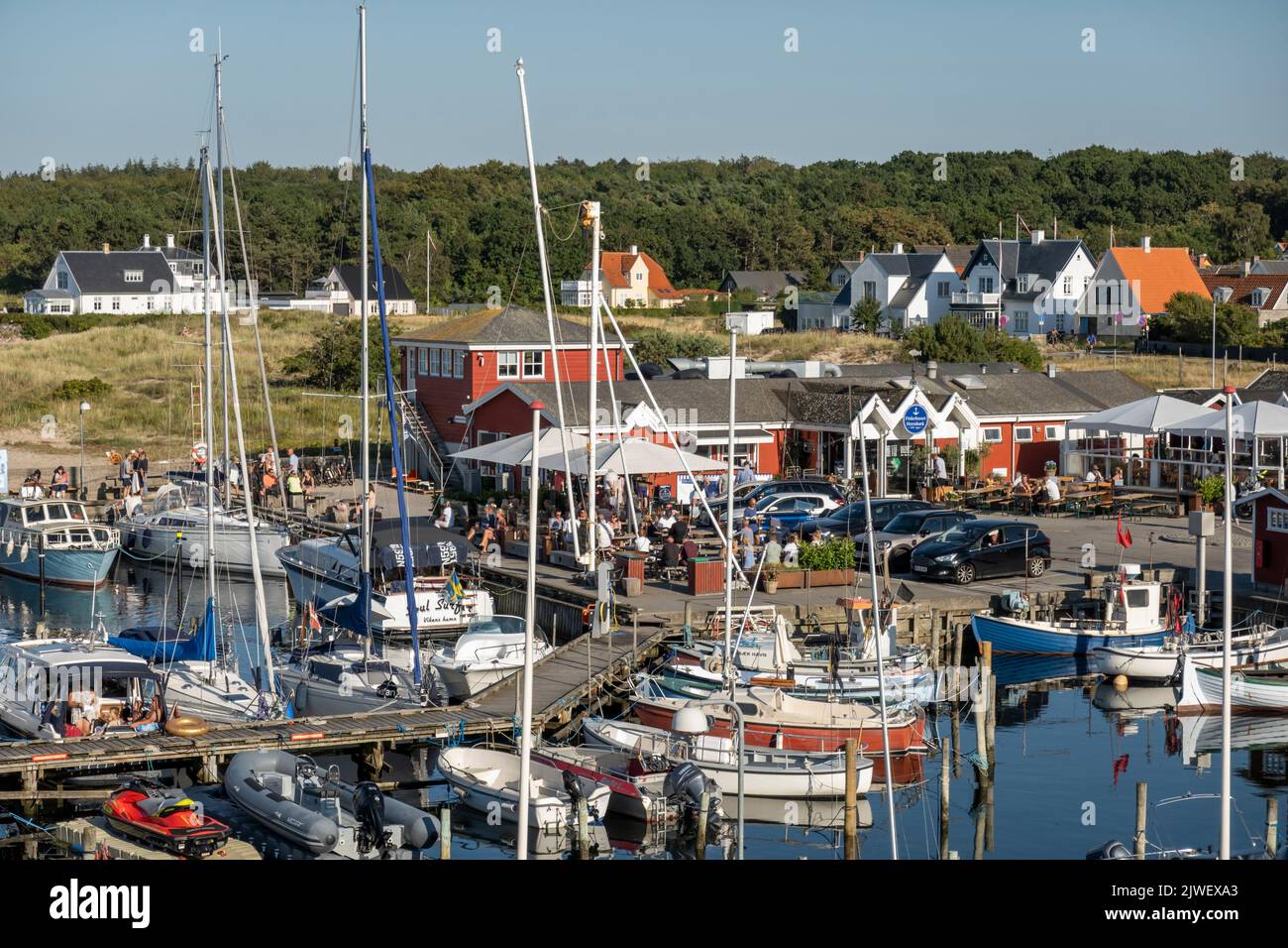 Puerto deportivo de Hornbaek en verano, Hornbaek, Zelanda, Dinamarca, Europa Foto de stock