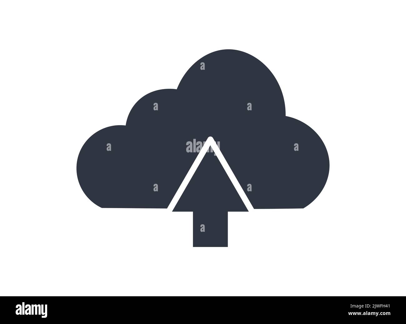 Icono de almacenamiento de datos en nube monocromática. Concepto de carga en servidor y base de datos Ilustración del Vector