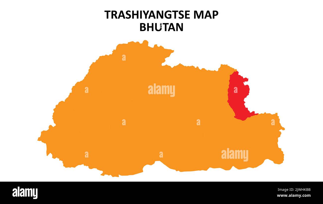 Mapa de Trashiyangtse Estado y regiones destacado en el mapa de Bután
