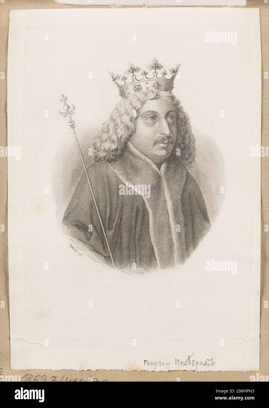 Retrato de Jorge de Poděbrady, rey de Bohemia. Rybicka, Karl (1783-1853), artista gráfico Foto de stock