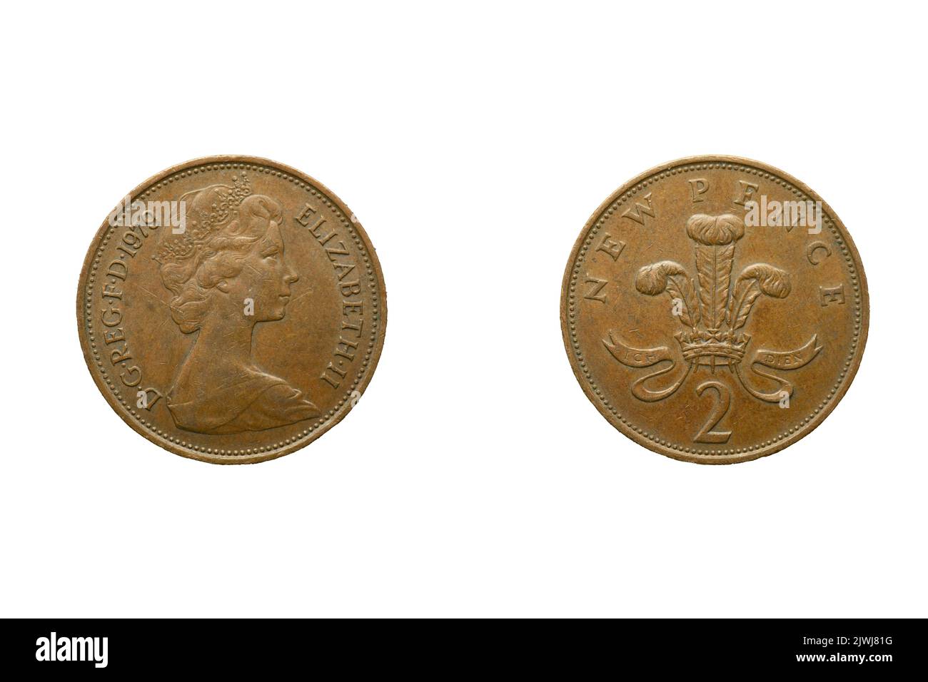 1/2 Nueva moneda Pence, Queen Elizabeth, año 1979, Reino Unido Foto de stock