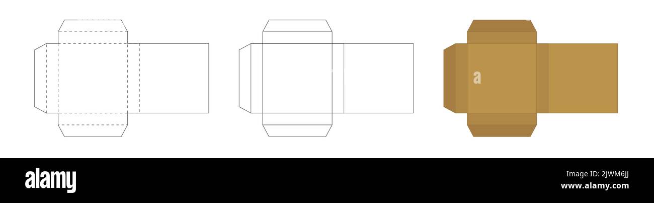 Diseño de plantilla de troquelado de caja rectangular de embalaje, Vector  Premium