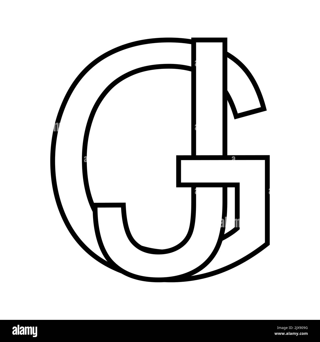 Logotipo signo gj jg icono nft letras entrelazadas g j Ilustración del Vector