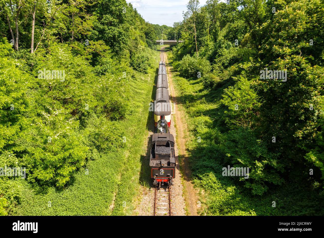 Tren de vapor Miljoenlijn Museo de locomotoras Ferrocarril cerca de Kerkrade en los Países Bajos Foto de stock