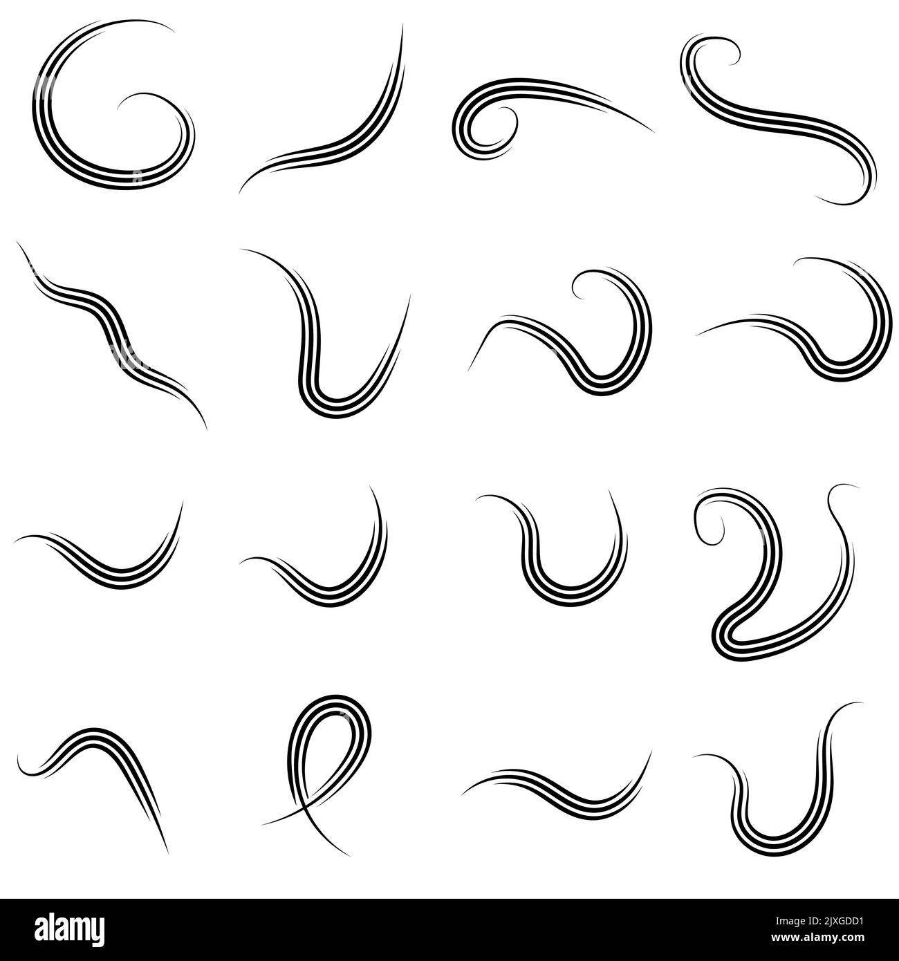 Plantilla de logotipo con líneas curvas caligráficas elegantes de rayas onduladas suaves Ilustración del Vector