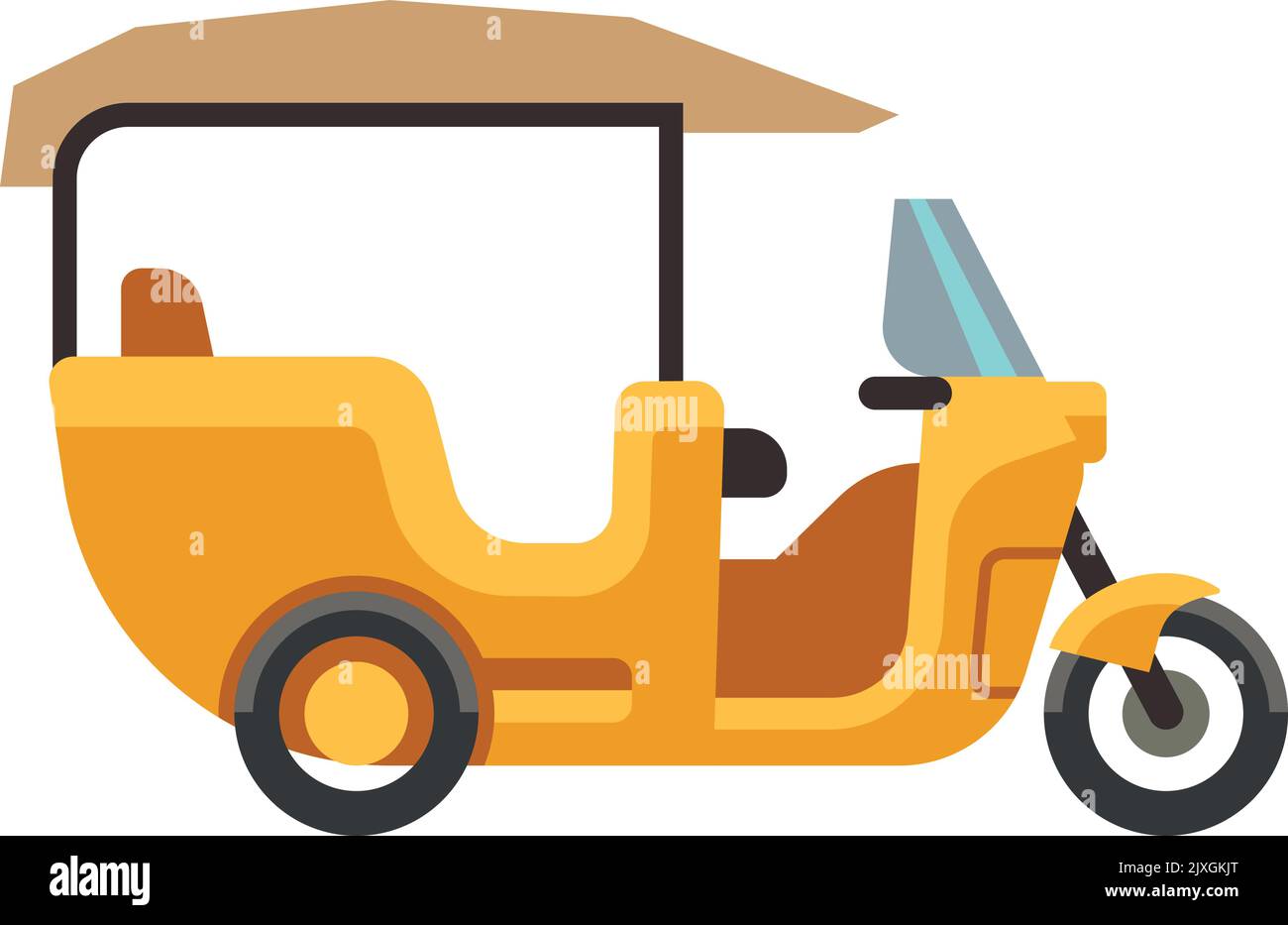 Icono de scooter de cabina eléctrica. Vista lateral de rickshaw Ilustración del Vector