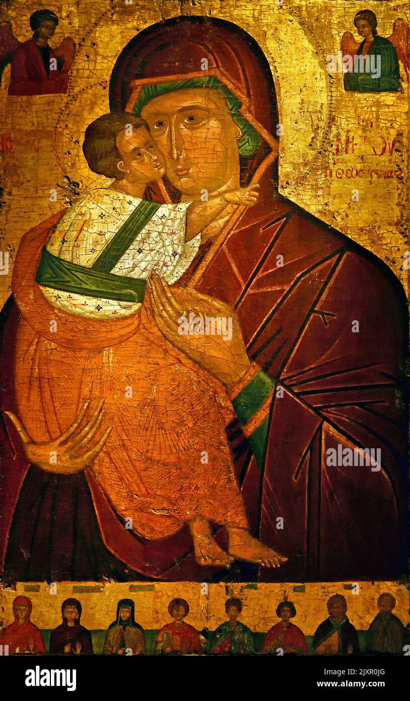 Icono procesional de la Virgen de la ternura, Museo Bizantino y Cristiano de Atenas, Foto de stock