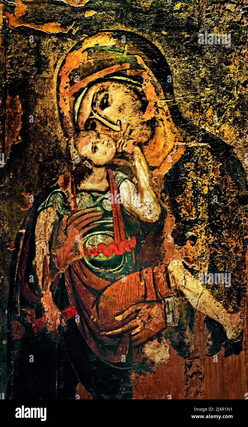Theotokos Glykophilousa. Museo Bizantino y Cristiano en Atenas, siglo 12th . Foto de stock