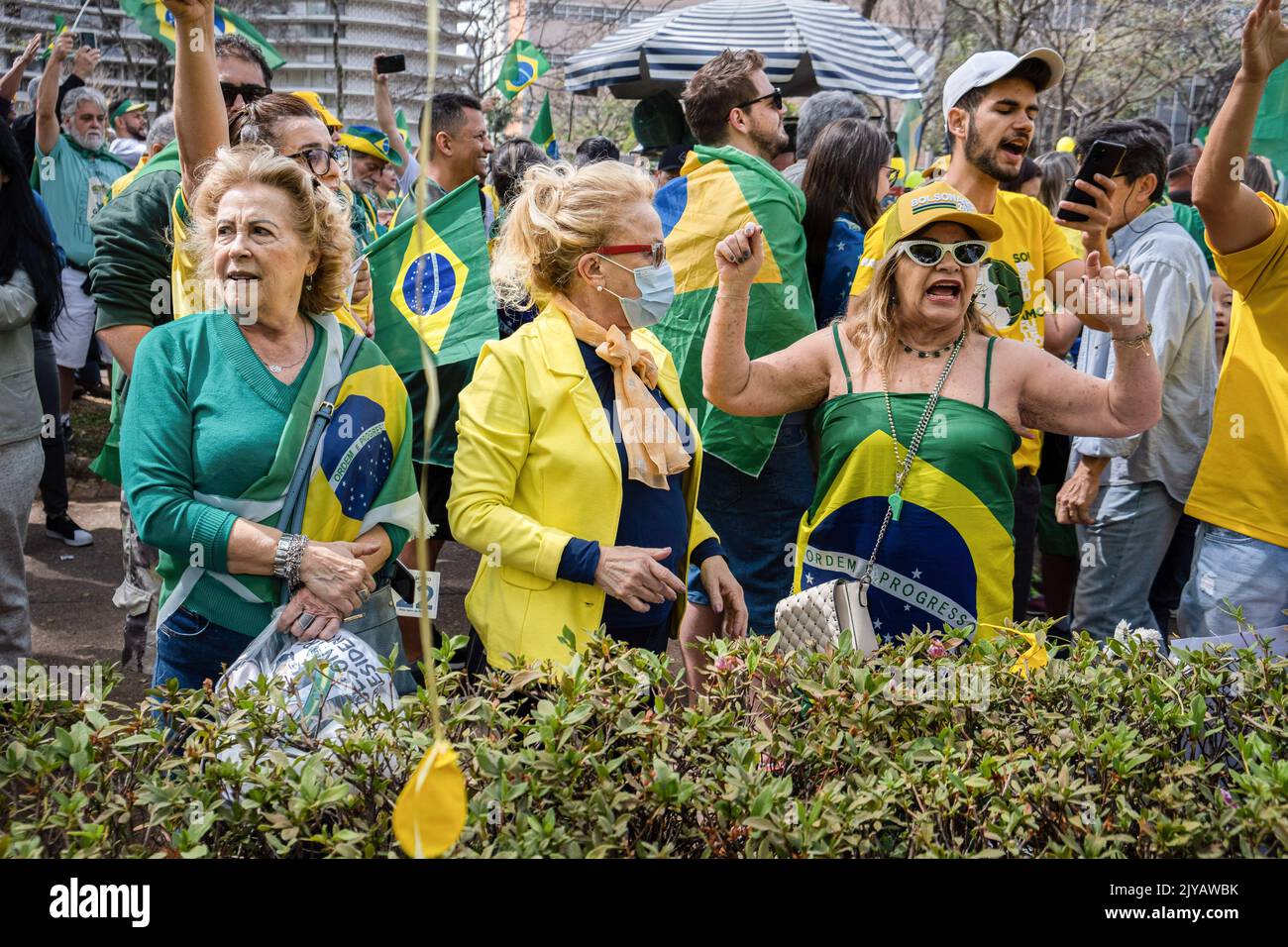 Belo Horizonte, Brasil. 07th de Sep de 2022. Partidarios del actual
