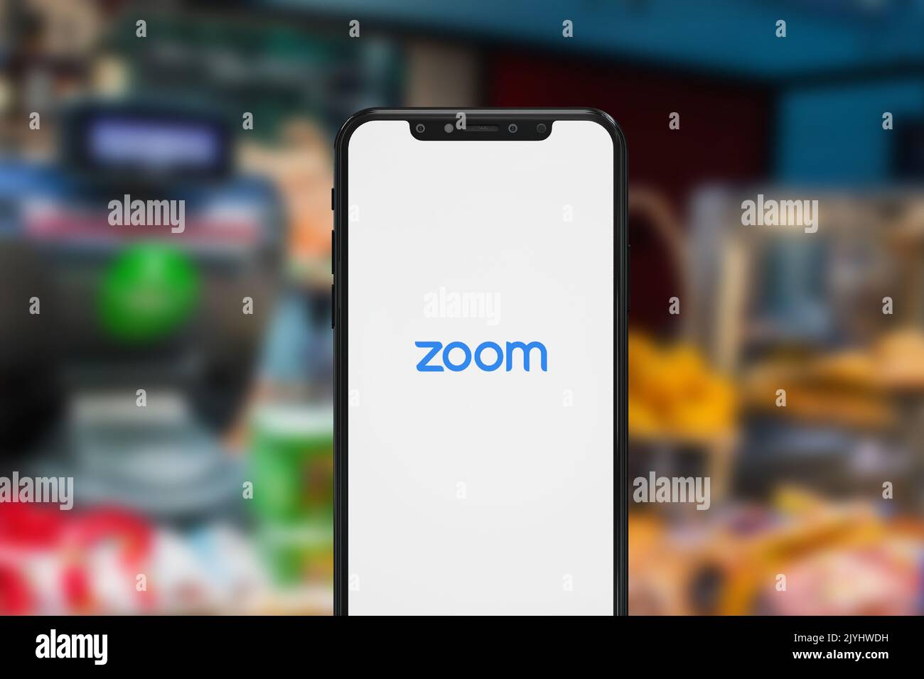 Nueva York, EE.UU. - 1 de septiembre de 2022: Aplicación ZOOM en la pantalla del teléfono, editorial ilustrativa Foto de stock