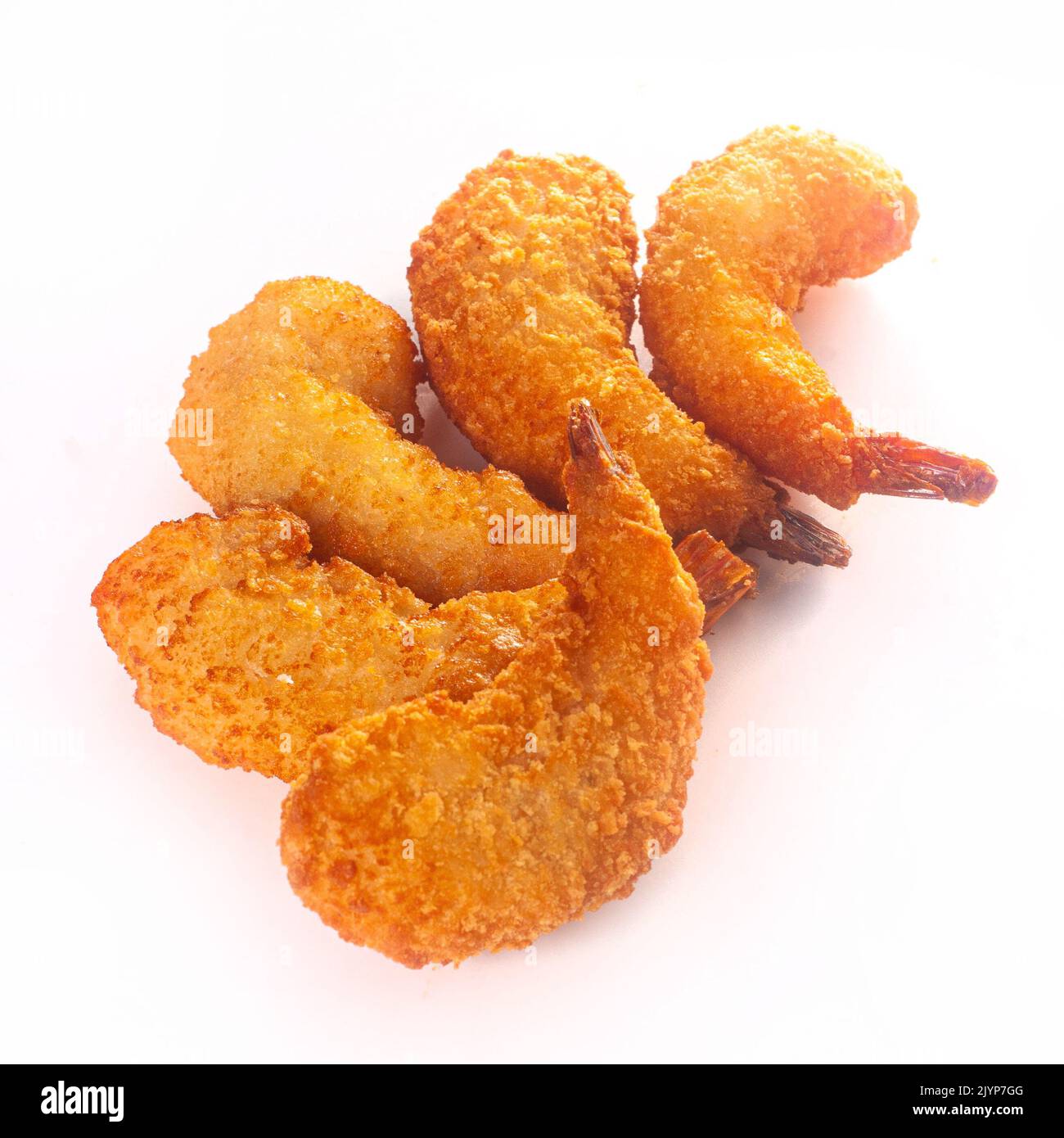 Deliciosa lista para comer camarones snack frito sobre fondo blanco aislado aperitivos concepto Foto de stock