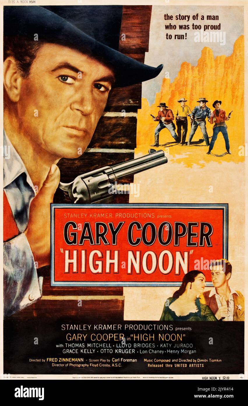 High Noon (Artistas Unidos, 1952). Vintage Film Poster feat Gary Cooper - película occidental Foto de stock